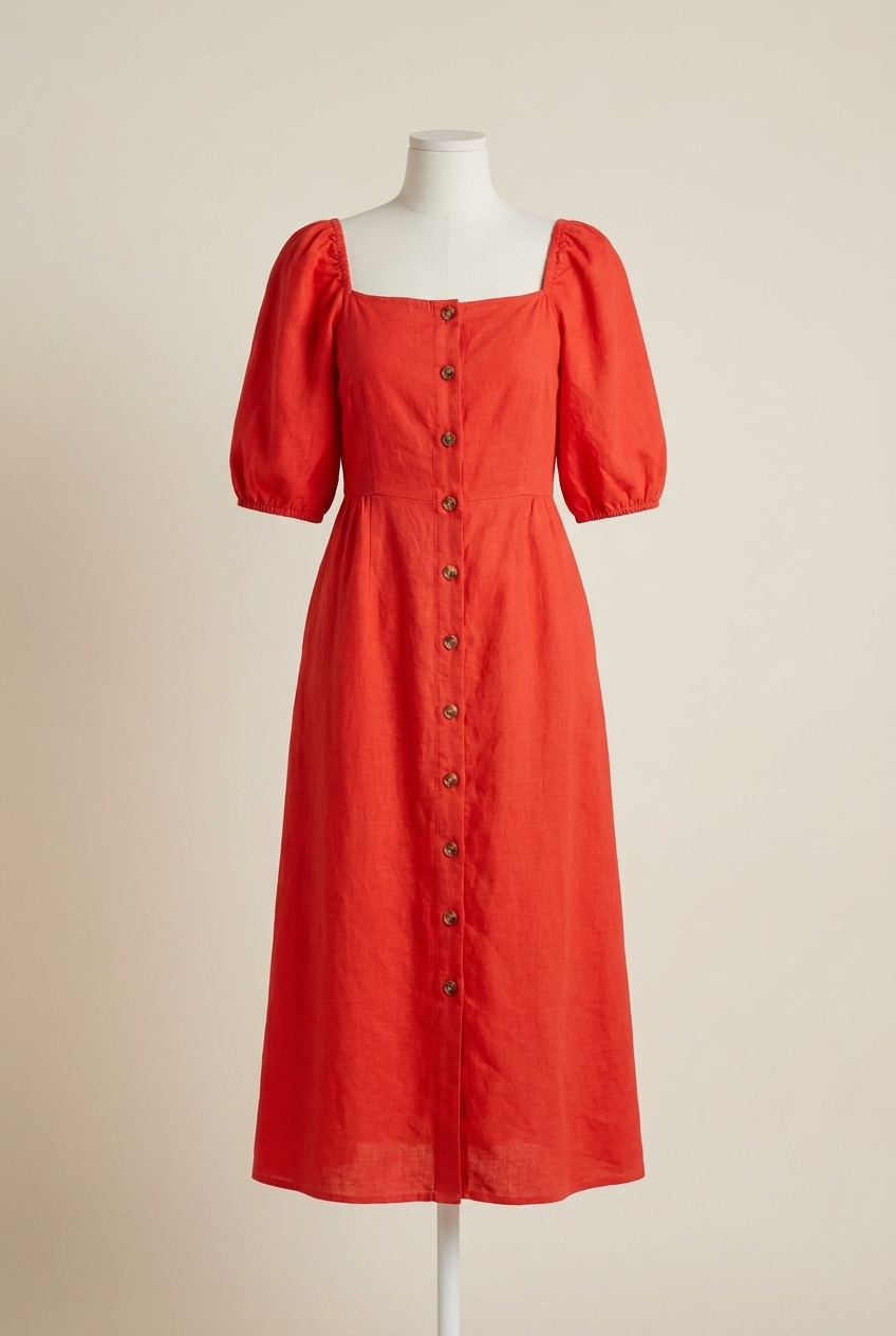 24aedd6f-d2e1-4eee-85df-b5260b9ccaa0 پیراهن زنانه H&M نخی کرپ قرمز - تصویر 1